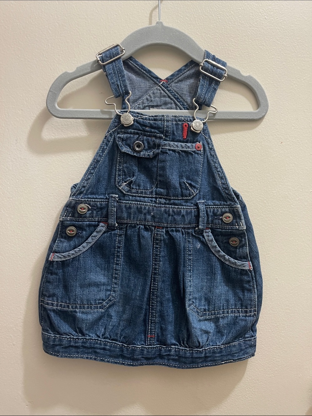Vintage GAP Dark Blue Denim Overall Skirt for Kids Sz 6/12M